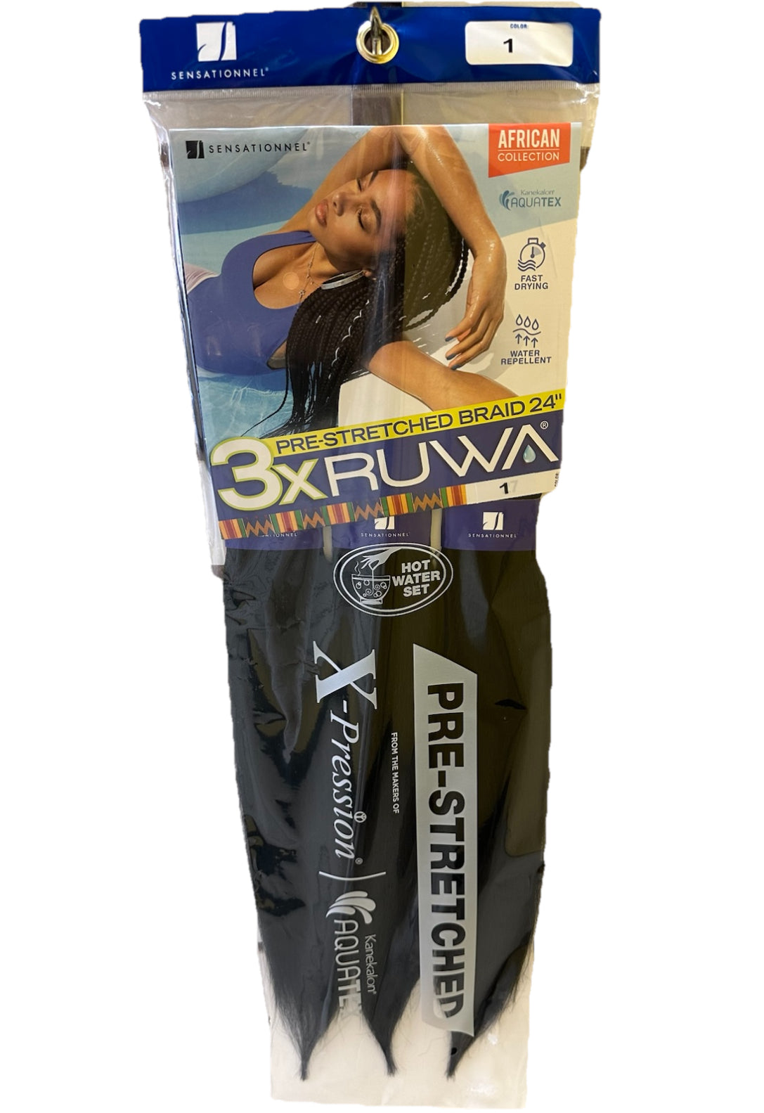 X-Pression Pre-Stretched Braid 3X RUWA 24" Color #1 & #1B