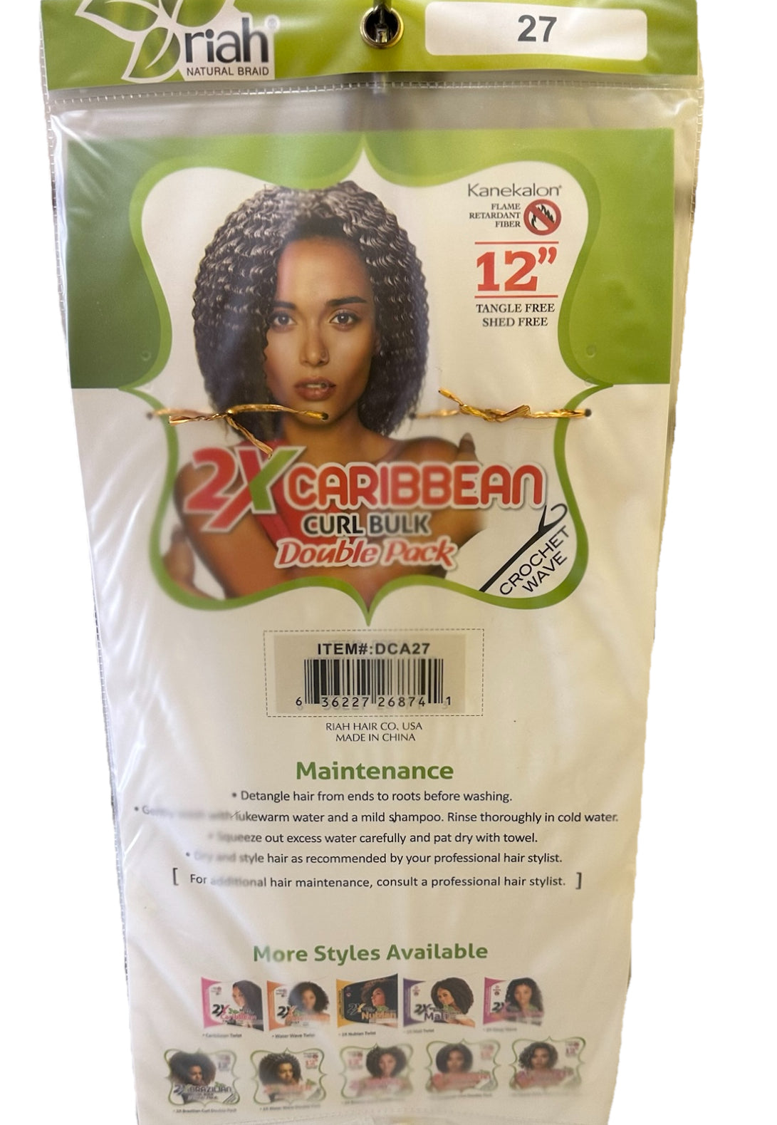 Riah 2Xcaribbean curl bulk Double Crochet wave #27