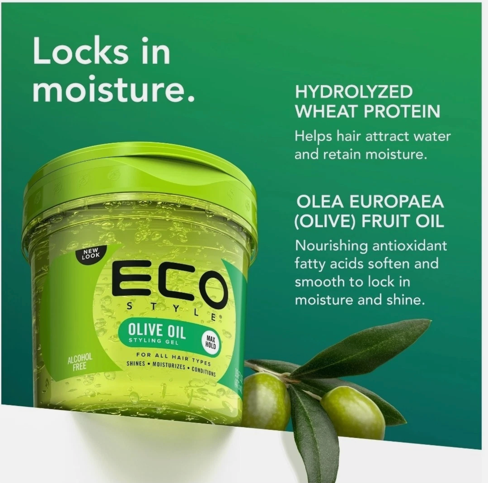 Eco Style Olive Oil Hair Styling Gel, 8 oz