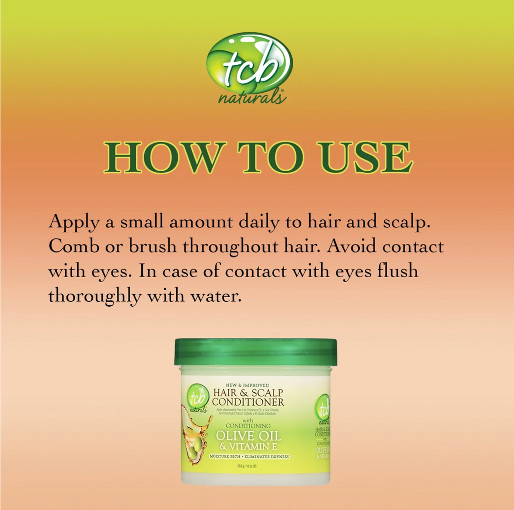 TCB Naturals Conditioner Hair & Scalp Olive Oil & Vitamin-E Jar, Dry Hair,10oz Moisturizing