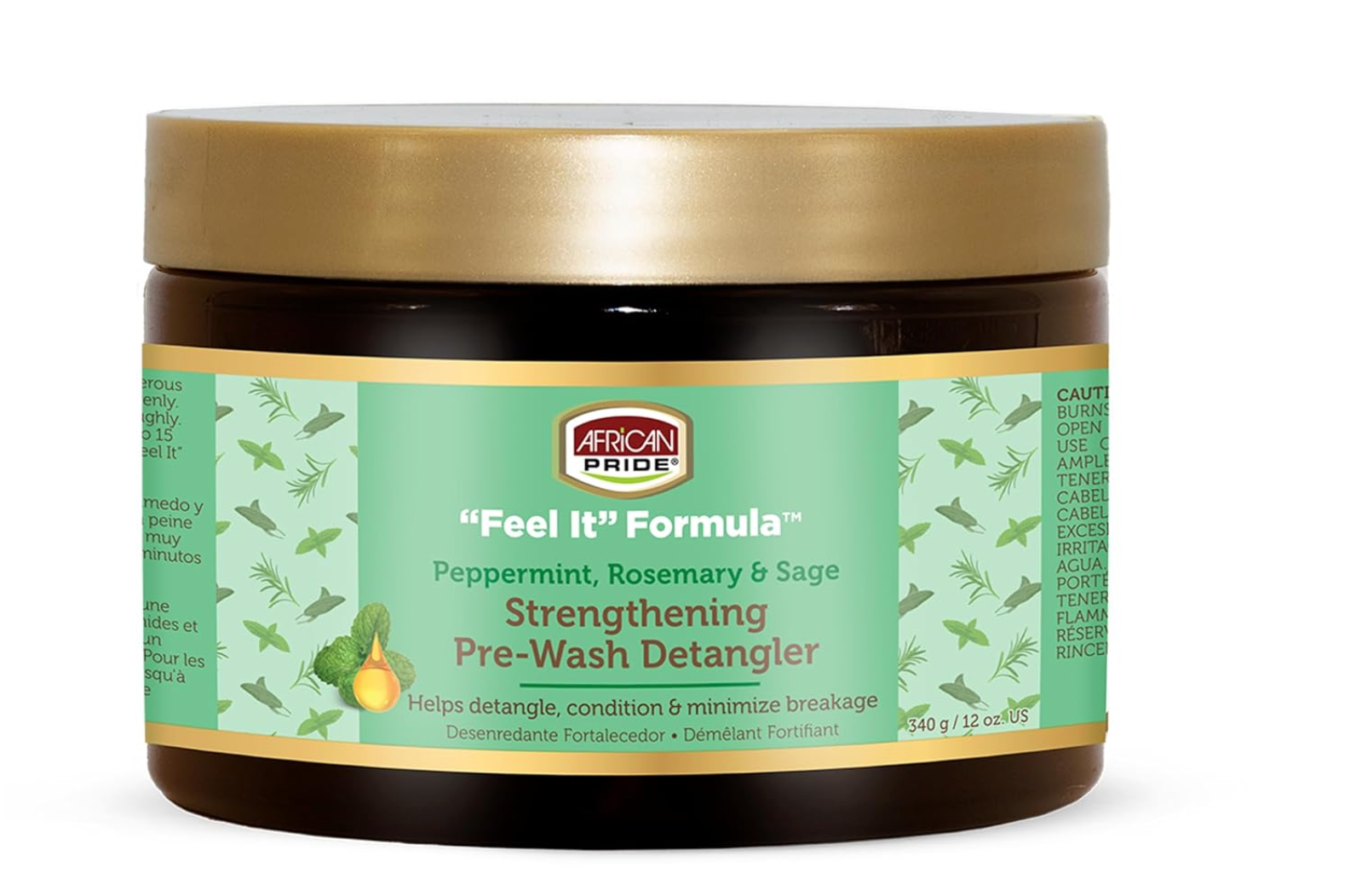 African Pride Feel It Formula Pre-Wash Detangler | Hair Treatment & Hair Mask with Peppermint, Rosemary & Sage | Strengthens, Moisturizes, Promotes Growth | 12 oz