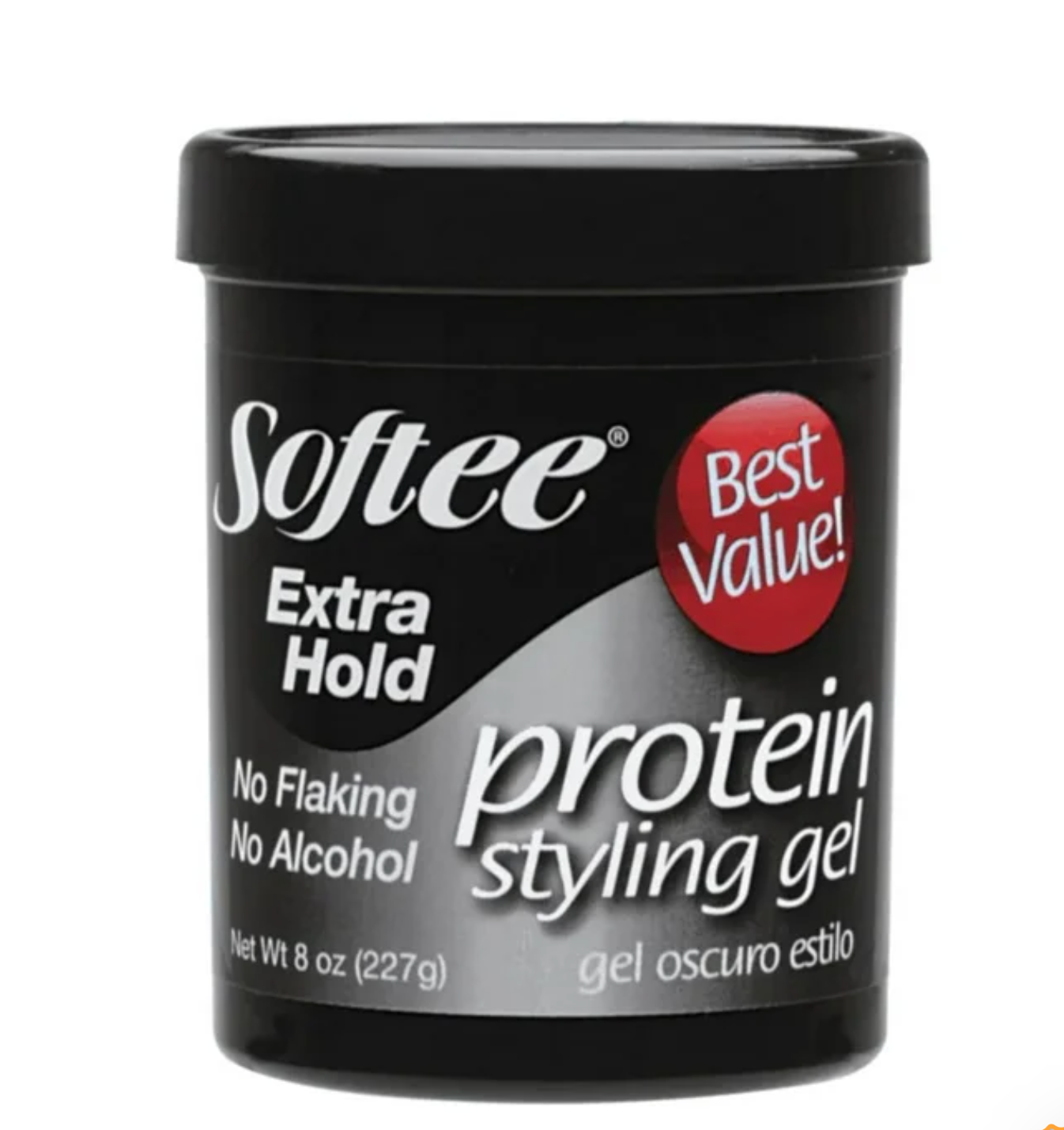 Softee Extra Hold Protein Styling Gel 8oz Jar, Frizz Control, Non-Flaking, Unisex