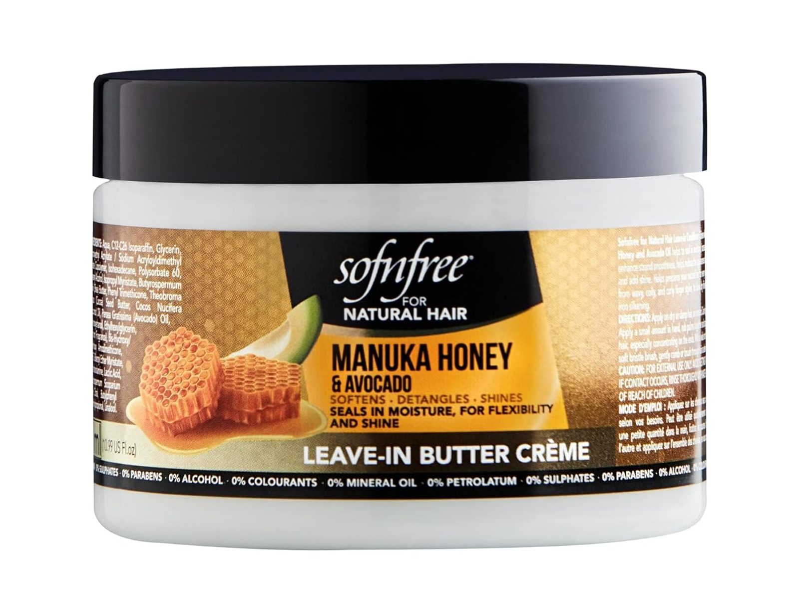 Sofn’free Leave-In Conditioner with Manuka Honey & Avocado Natural Hair Butter and Hair Moisturizer for Coily & Curly Hair - 11 Fl Oz