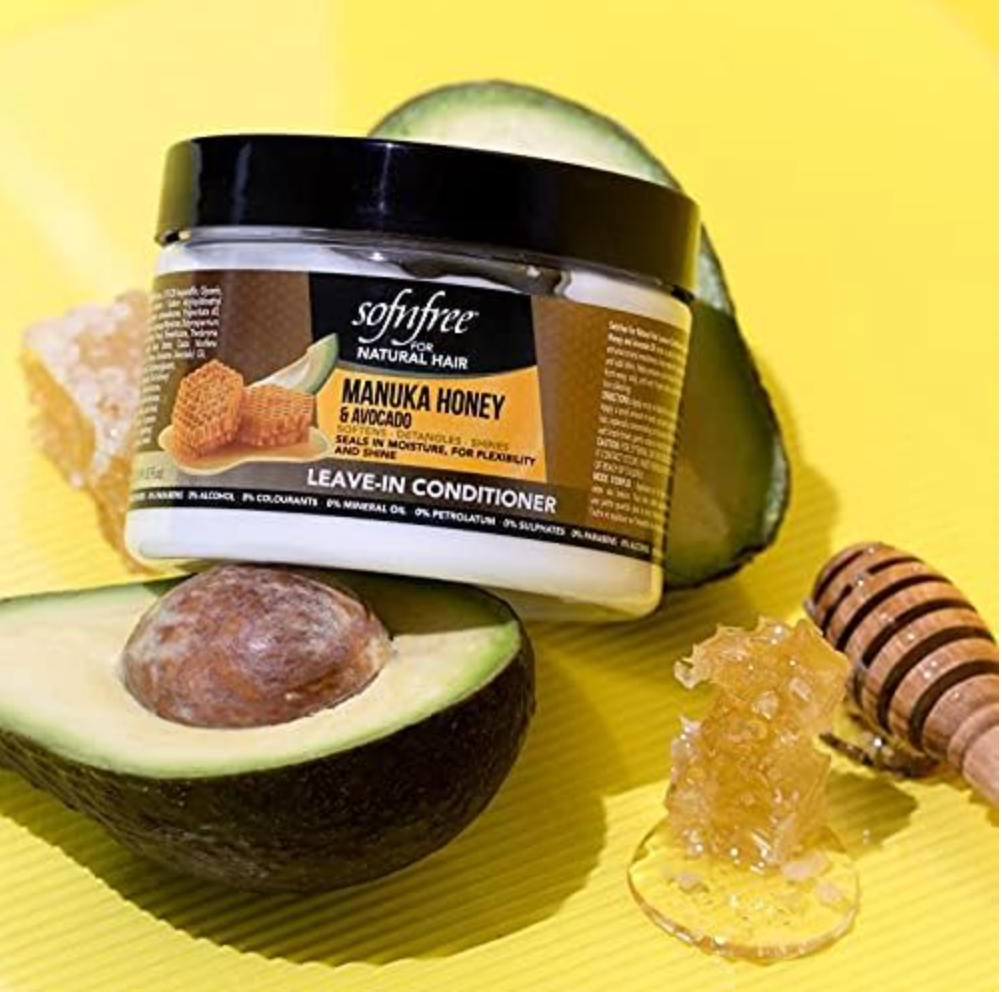 Sofn’free Leave-In Conditioner with Manuka Honey & Avocado Natural Hair Butter and Hair Moisturizer for Coily & Curly Hair - 11 Fl Oz