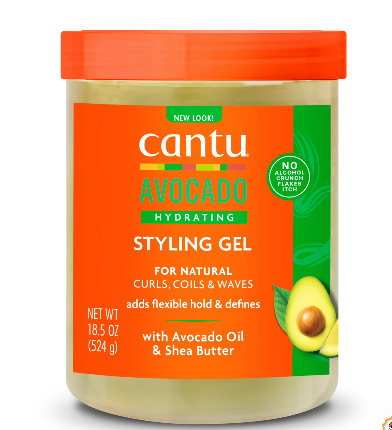 Cantu Avocado Hydrating Styling Gel, Flexible Hold with Avocado Oil and Shea Butter, 18.5 oz