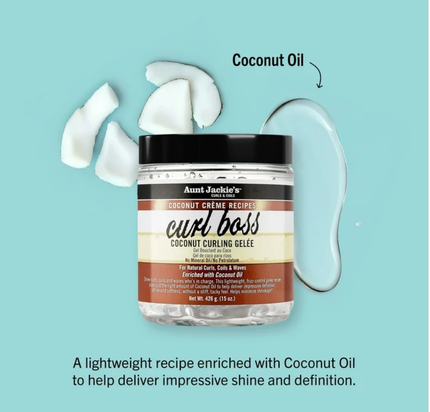 Aunt Jackie's Curls & Coils Curl Boss Coconut Curling Gelée, 15 oz