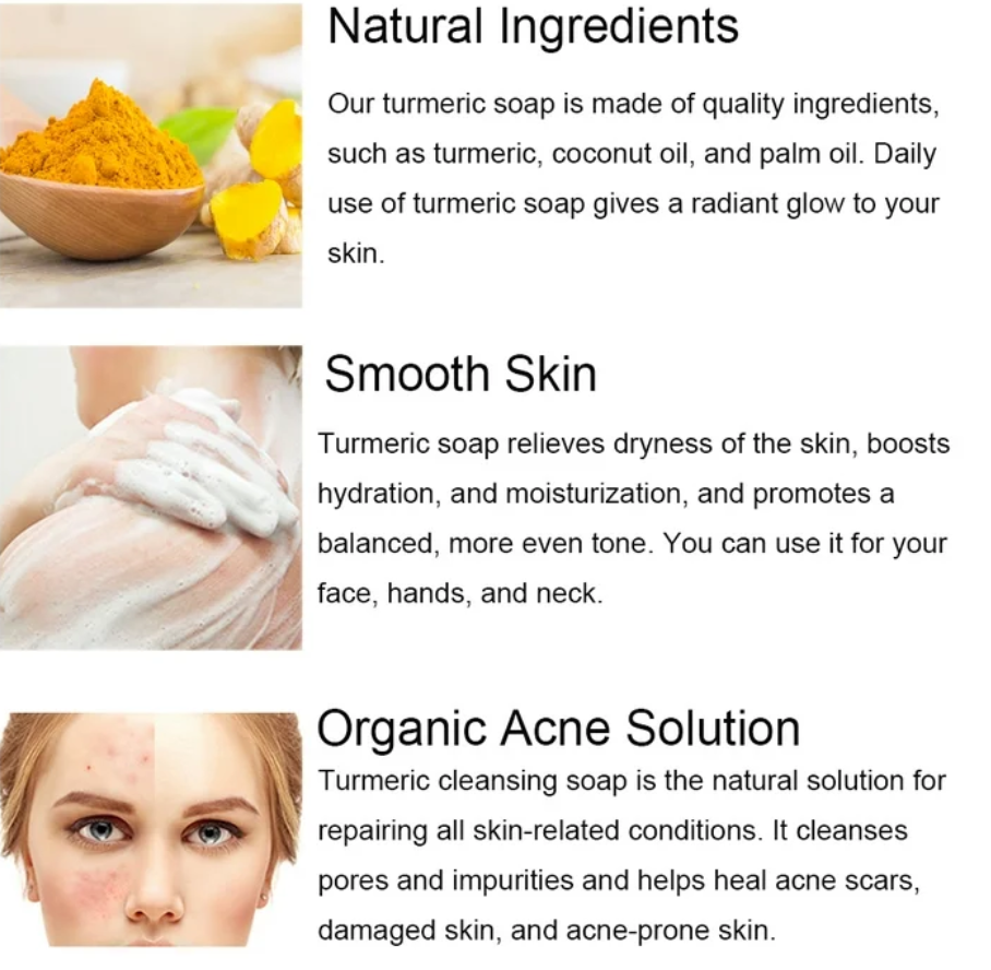 Turmeric Cleansing Soap Bar, Face and Body Soap for Cleanses Skin,