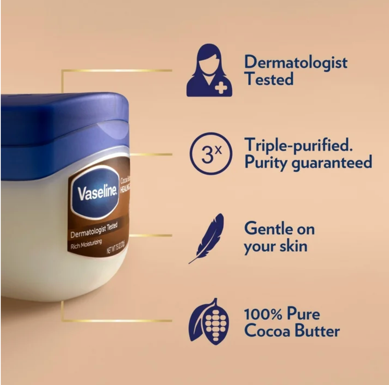 Vaseline Petroleum Jelly Cocoa Butter, 1.75 oz