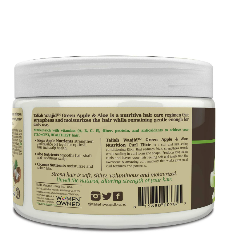Taliah Waajid Green Apple & Aloe Nutrition Curl Enhancing Hair Styling Cream with Apple Aloe, 12oz, 1 Piece