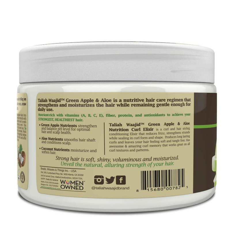 Taliah Waajid Green Apple & Aloe Nutrition Curl Enhancing Hair Styling Cream with Apple Aloe, 12oz, 1 Piece