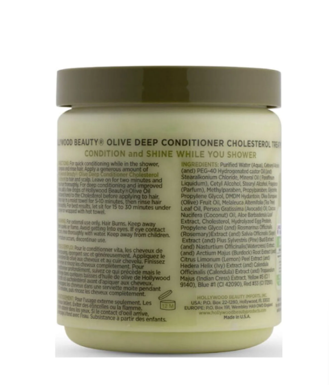 Hollywood Beauty Olive Oil Deep Conditioner Cholesterol Treatment for Damaged Hair, 20 oz