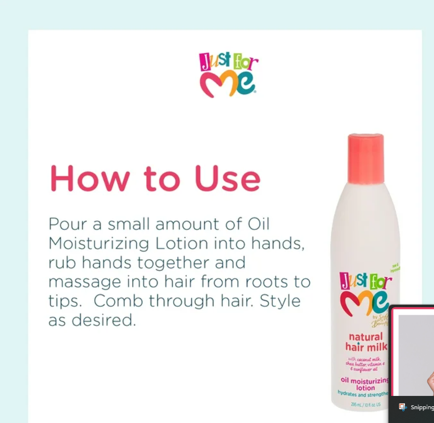 Just For Me Oil Moisturizing Hair Milk, 10 fl oz., All Hair Types