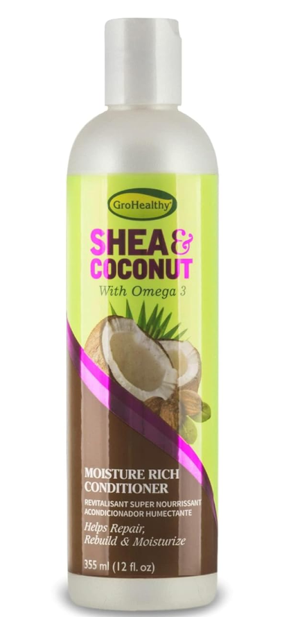 Shea & Coconut Moisture Rich Conditioner for Relaxed and Natural, Curly Hair - Helps Smooth, Repair, Rebuild, & Moisturize with Omega 3, Sulfate-Free - Sofn’Free