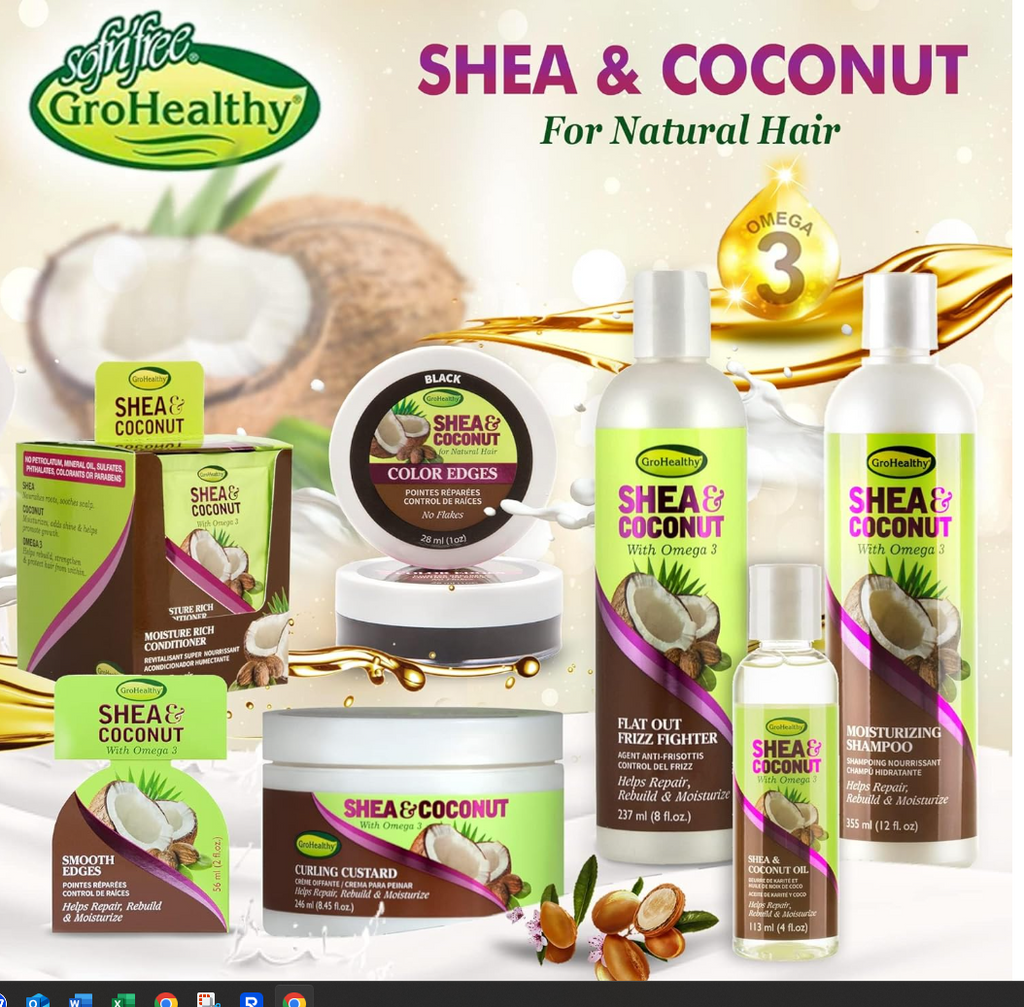 Shea & Coconut Moisture Rich Conditioner for Relaxed and Natural, Curly Hair - Helps Smooth, Repair, Rebuild, & Moisturize with Omega 3, Sulfate-Free - Sofn’Free