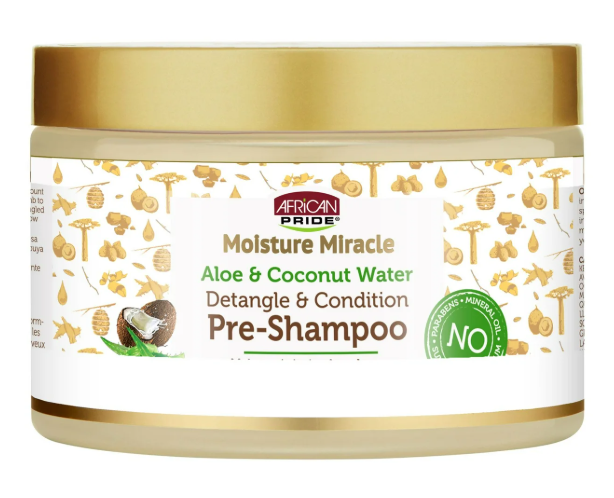 African Pride Aloe & Coconut Water Pre-Shampoo 12oz., Coily, Curly, Moisturizing, Unisex