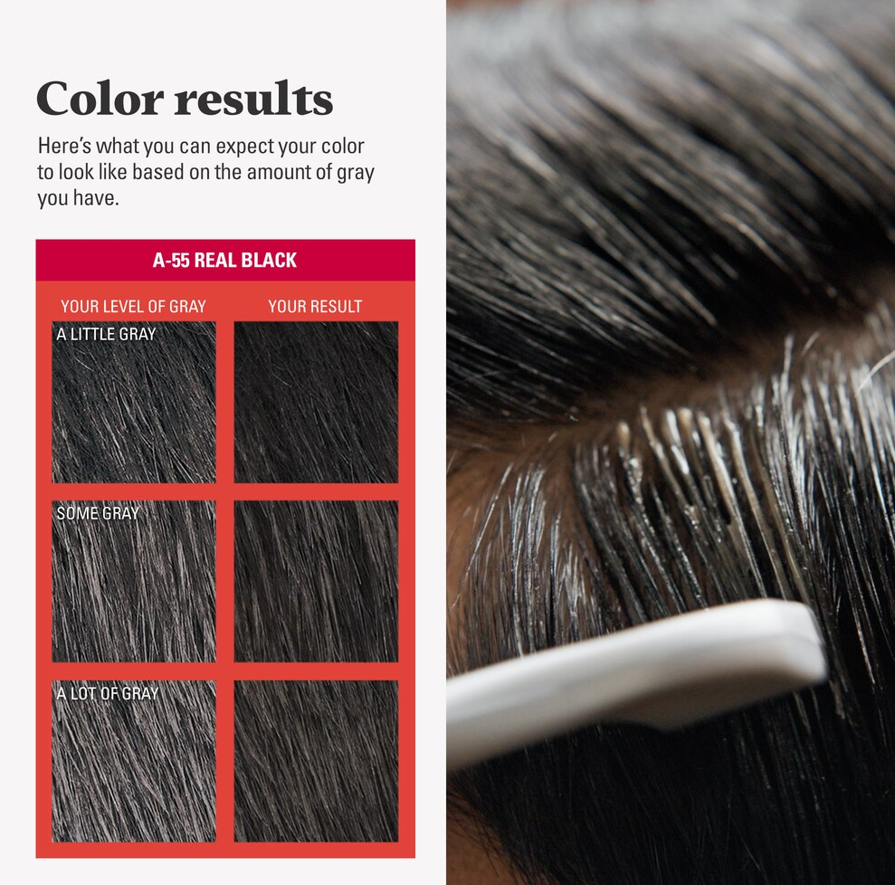 Just For Men Easy Comb-In Color Targeted Gray Coverage Hair Color, Real Black