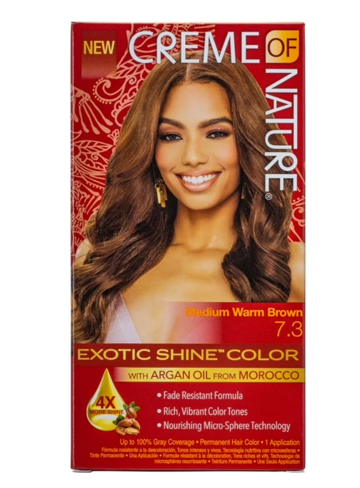 Creme of Nature Exotic Shine Color With Argan Oil, Medium Warm Brown 7.3