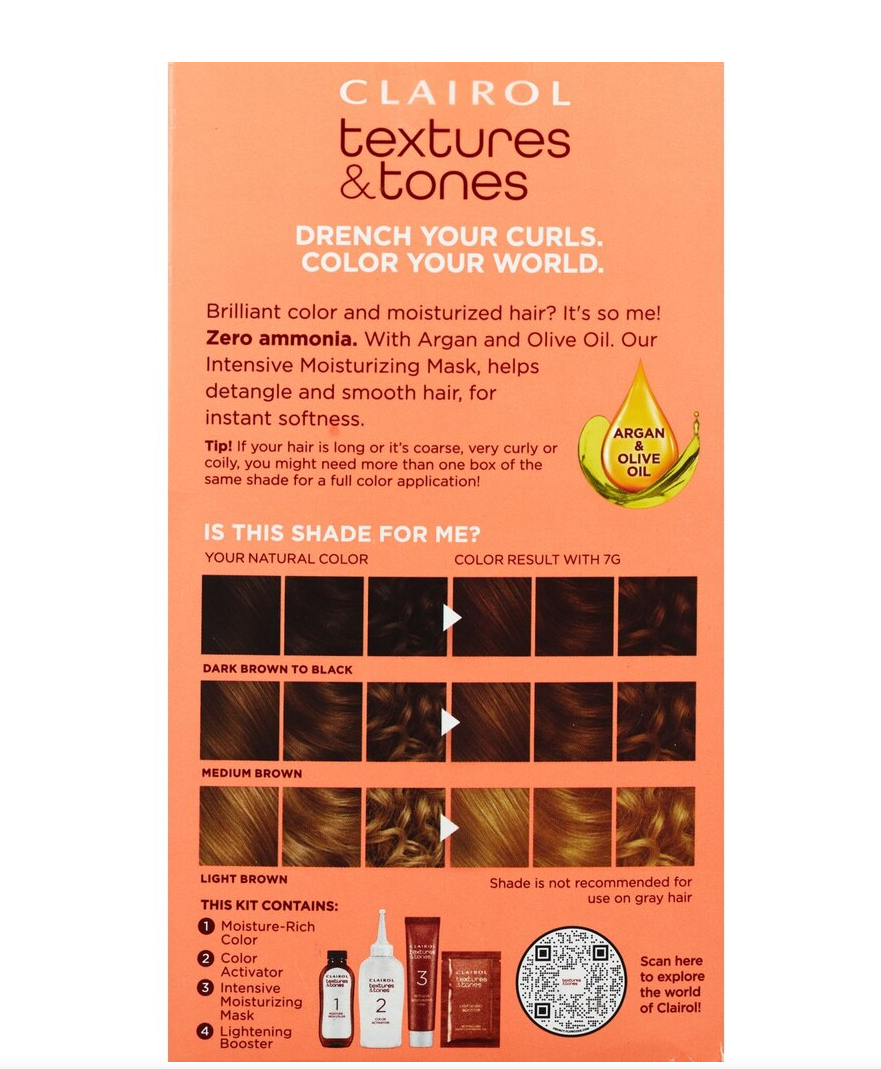 Clairol Textures & Tones Permanent Hair Dye, 7G Luminous Blonde