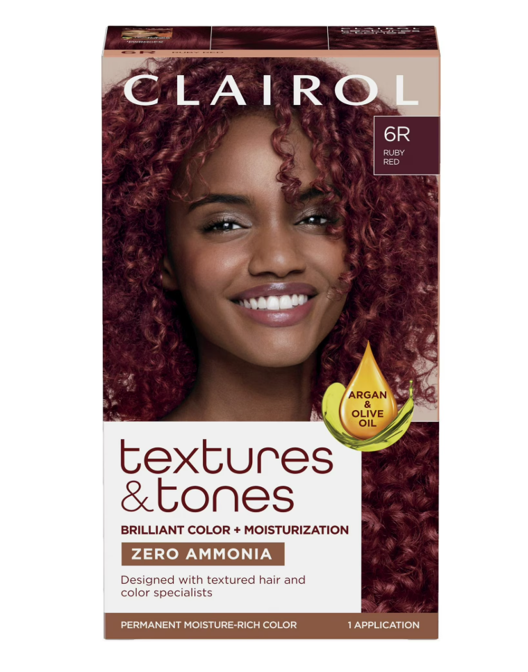 Clairol Textures & Tones Hair Dye Ammonia-Free Permanent Hair Color Creme, 6R Ruby Red