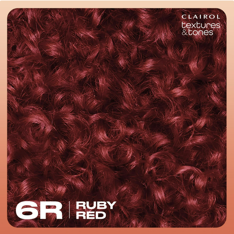 Clairol Textures & Tones Hair Dye Ammonia-Free Permanent Hair Color Creme, 6R Ruby Red