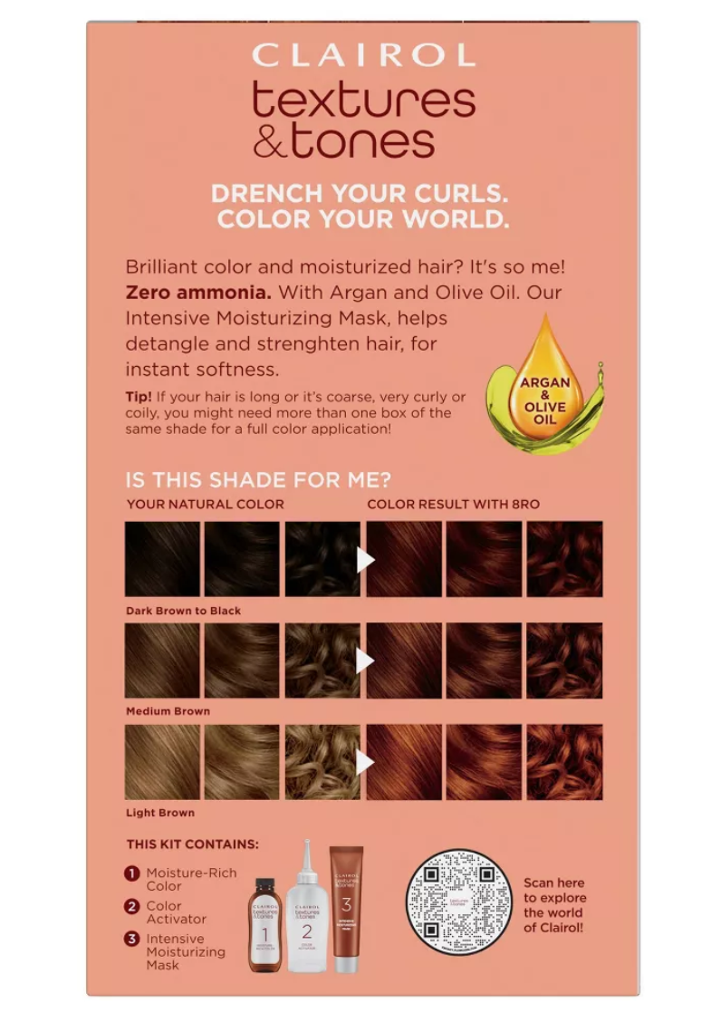 Clairol Textures & Tones Permanent Hair Color Cream 8RO