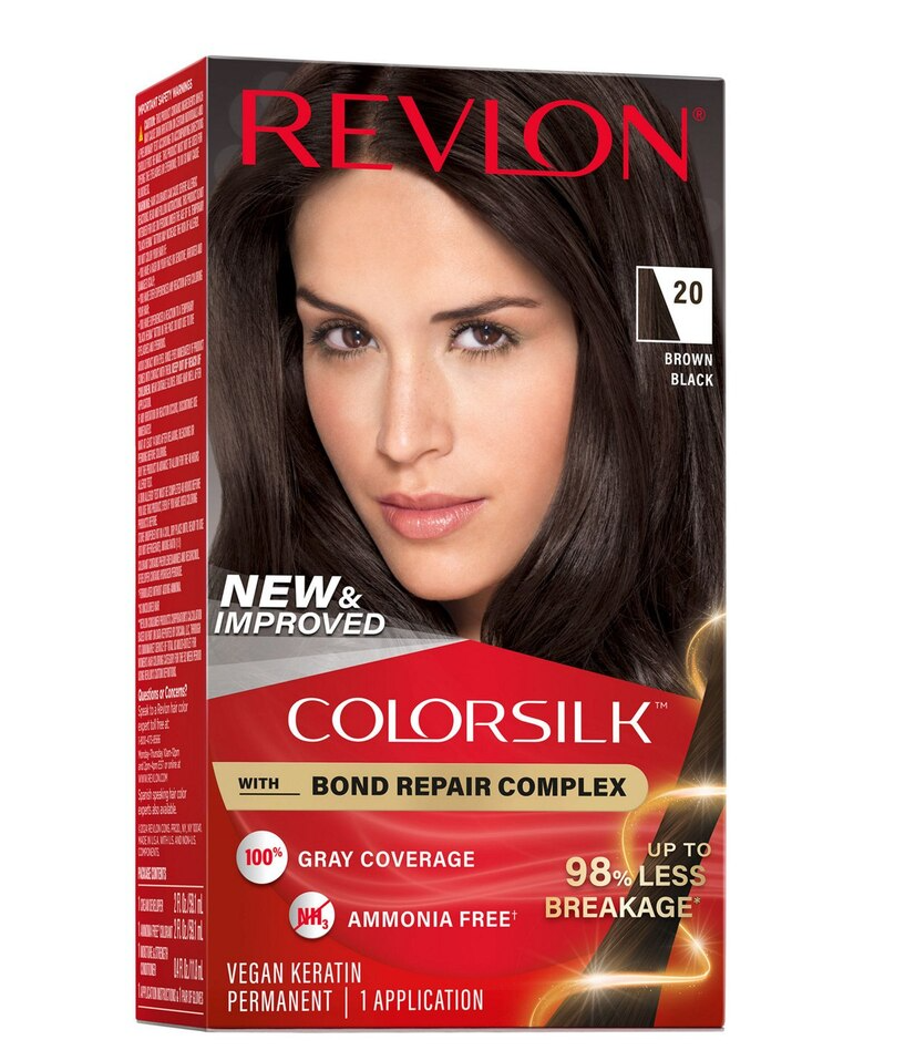 Revlon Colorsilk With Bond Repair Complex Permanent Hair Color, 20 Brown Black