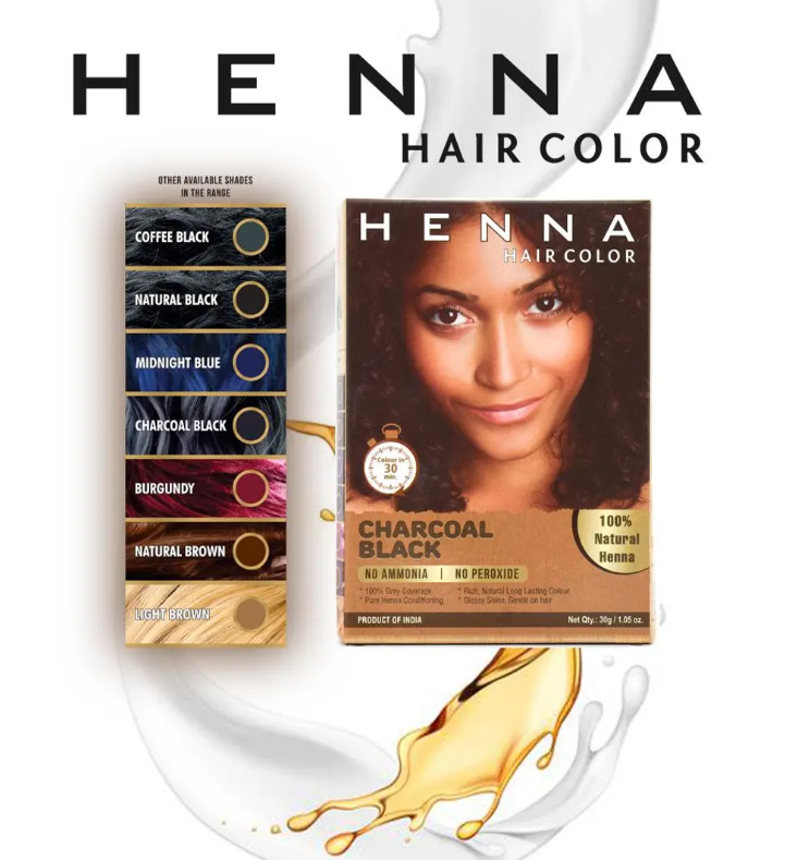 HENNA Hair Dye & Color Charcoal Black Color Hair Care 100% Pure Conditioning