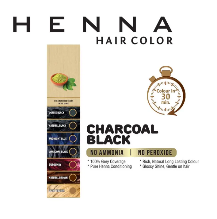 HENNA Hair Dye & Color Charcoal Black Color Hair Care 100% Pure Conditioning
