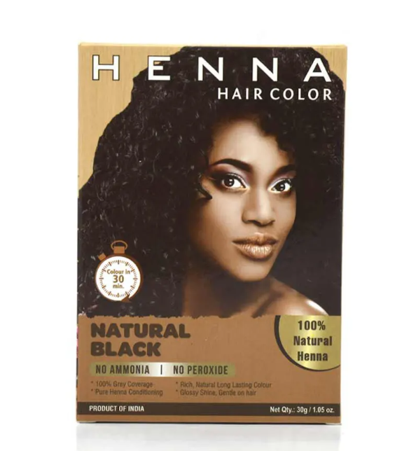 Hair Dye Henna Natural Black Hair Color Chemical-Free 100% Natural Long Lasting Colour, Glossy Shine, Gentle on Hair