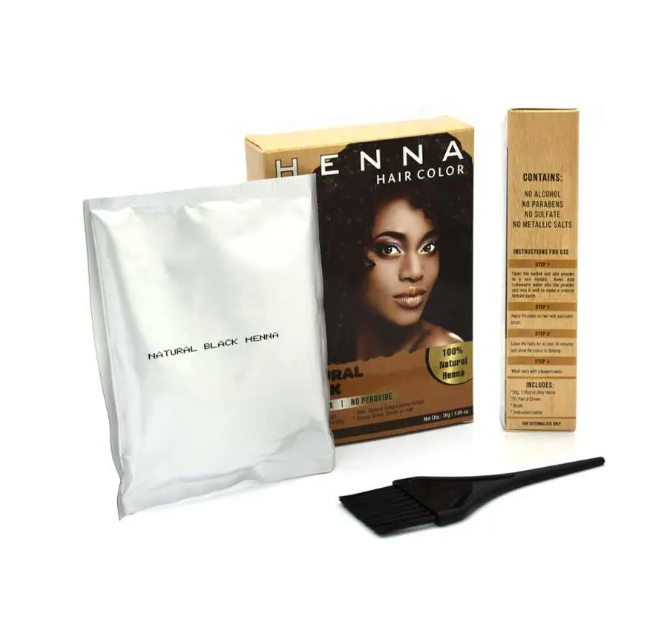 Hair Dye Henna Natural Black Hair Color Chemical-Free 100% Natural Long Lasting Colour, Glossy Shine, Gentle on Hair