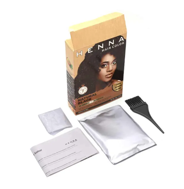 Hair Dye Henna Natural Black Hair Color Chemical-Free 100% Natural Long Lasting Colour, Glossy Shine, Gentle on Hair