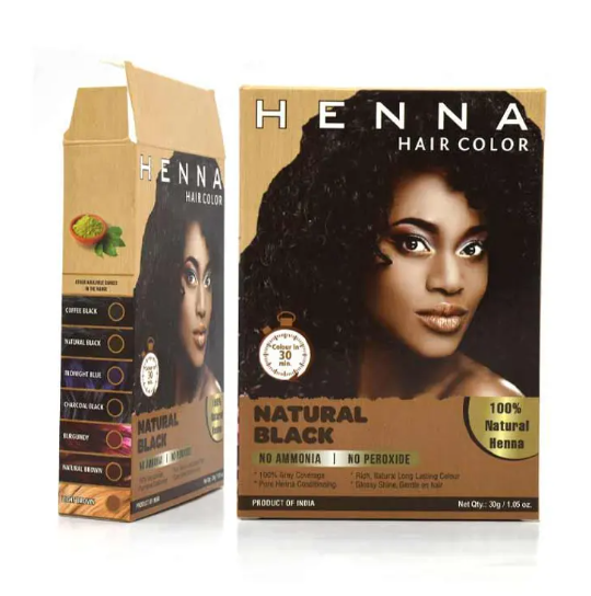 Hair Dye Henna Natural Black Hair Color Chemical-Free 100% Natural Long Lasting Colour, Glossy Shine, Gentle on Hair