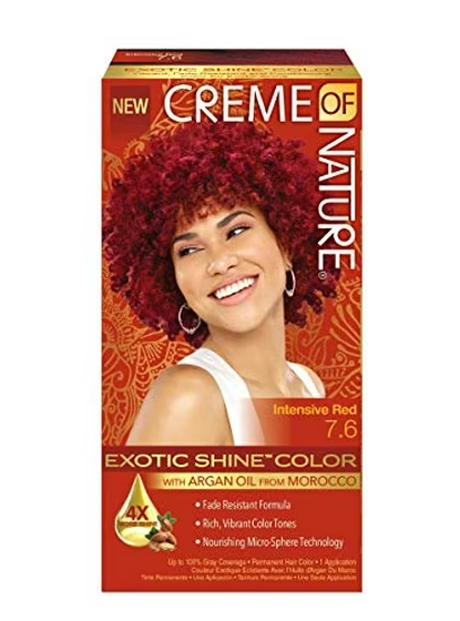 Exotic Shine Hair Color by Creme of Nature, 7.6 Intensive Red, with Argan Oil from Morocco,