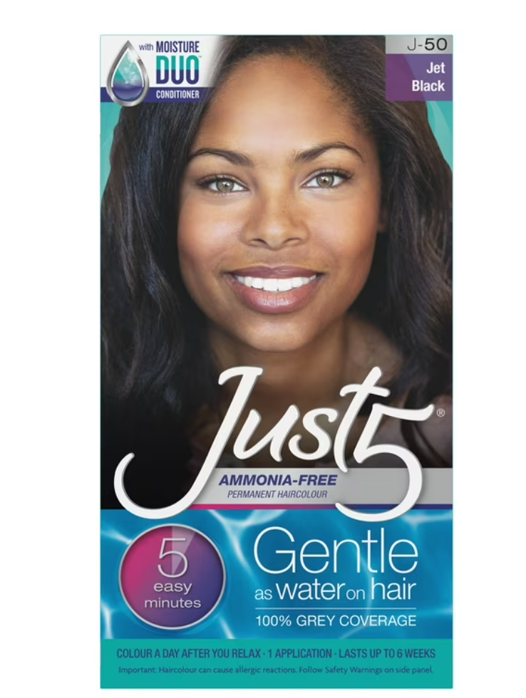 Just 5 Women's Five Minute Permanent Hair Color, No Drip Formula, Shade J-50 Jet Black,