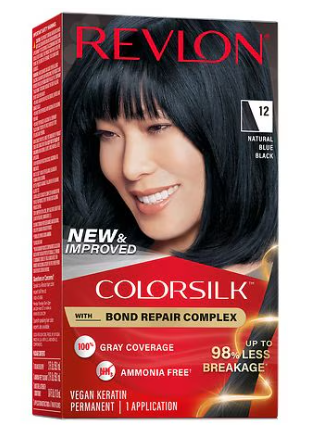 Revlon ColorSilk with Bond Repair Complex,Natural Blue Black 12
