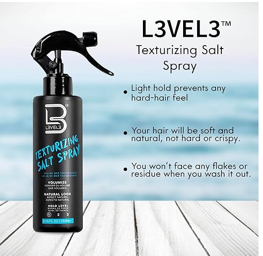 L3 Level 3 Sea Salt Texturizing Spray - Creates Beachy Waves and Texture - Casual Hair Finish