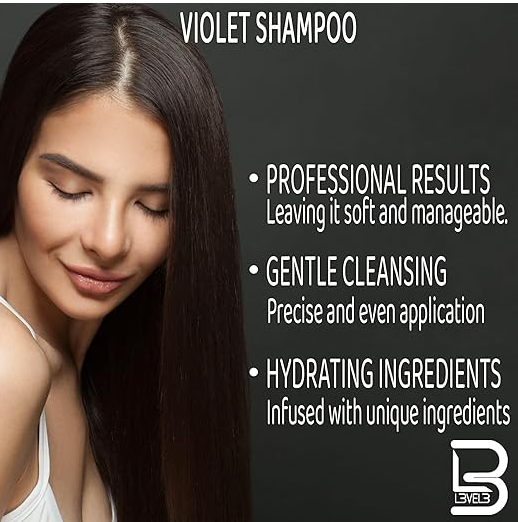 L3 Level 3 Violet Shampoo with Color Protection - Moisture Balance - Hair Repair and Strengthen - 9.47 Fl Oz