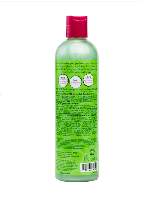 ORS Olive Oil Girls Gentle Cleanse Shampoo, Low-sulfate, Paraben and Mineral Oil-free Shampoo, (13 oz)
