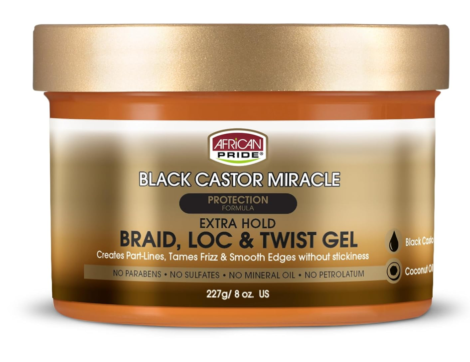 African Pride African Pride Black Castor Braid, Loc & Twist Gel, 8.0 oz