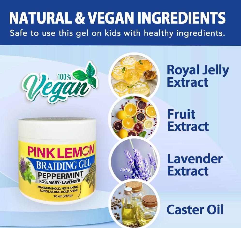 PINK LEMON Braiding Gel Peppermint  10oz