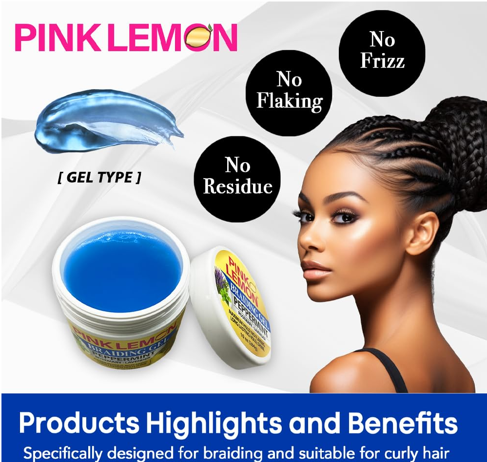 PINK LEMON Braiding Gel Peppermint  10oz