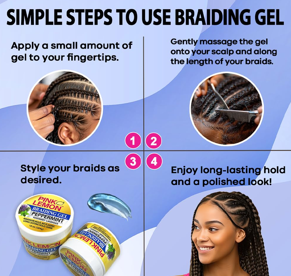 PINK LEMON Braiding Gel Peppermint  10oz