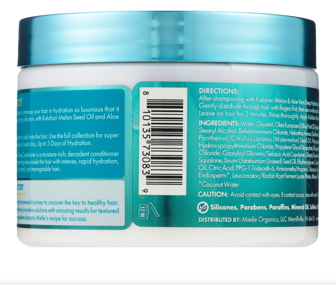 Mielle Kalahari Melon & Aloe Vera Deep Hydration 2-Minute Deep Conditioner, 12 OZ