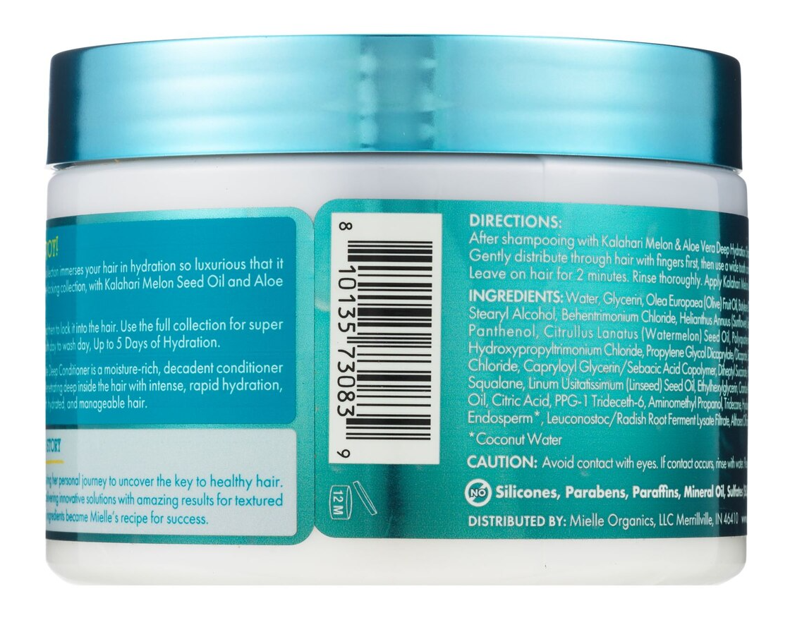 Mielle Kalahari Melon & Aloe Vera Deep Hydration 2-Minute Deep Conditioner, 12 OZ