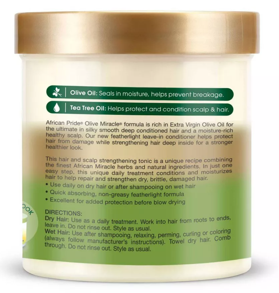 African Pride Olive Miracle Anti-Breakage Leave -In Conditioner Cream - 15oz
