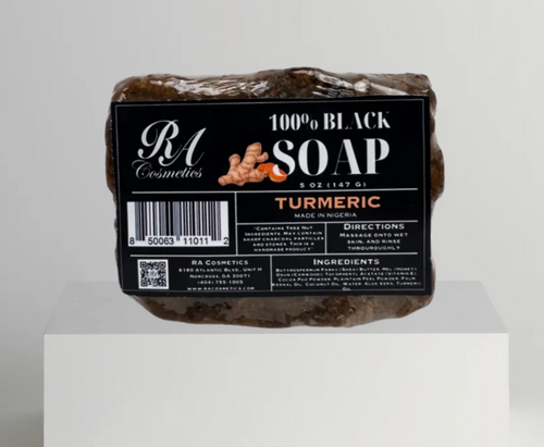 100% African Black Soap Bar w/ Turmeric Oil