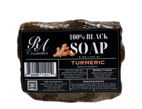 100% African Black Soap Bar w/ Turmeric Oil