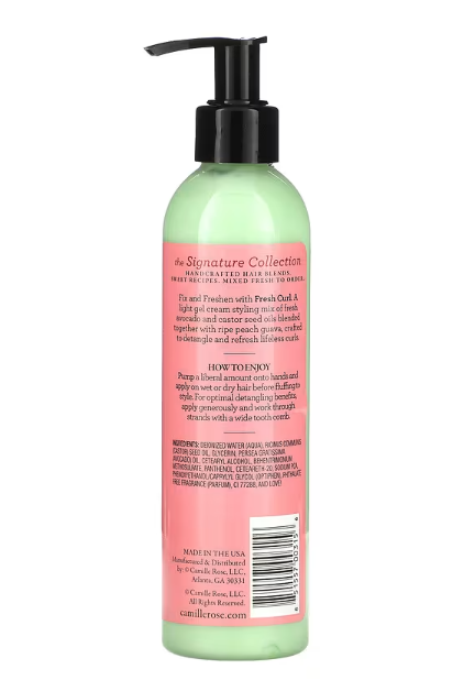 Camille Rose, Fresh Curl Revitalizing Hair Smoother, Avocado & Castor Oil, 8 oz