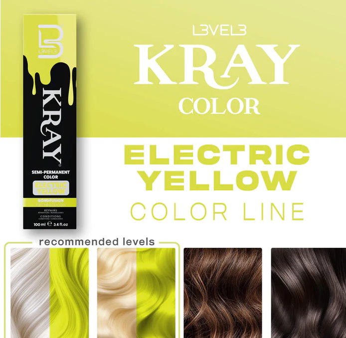 L3VEL3 KRAY Electric Yellow Semi Permanent Color