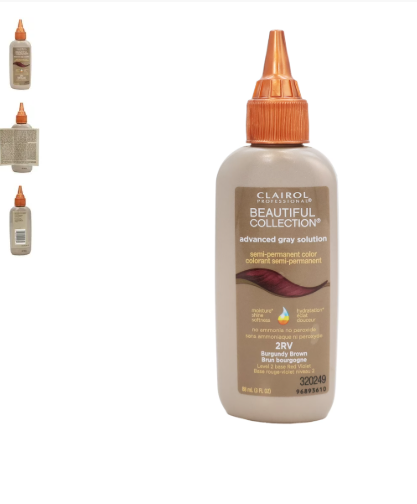 Clairol Professional Beautiful Collection Advanced Gray Solution Semi-Permanent Color, 2RV Burgundy Brown, 3 Oz.